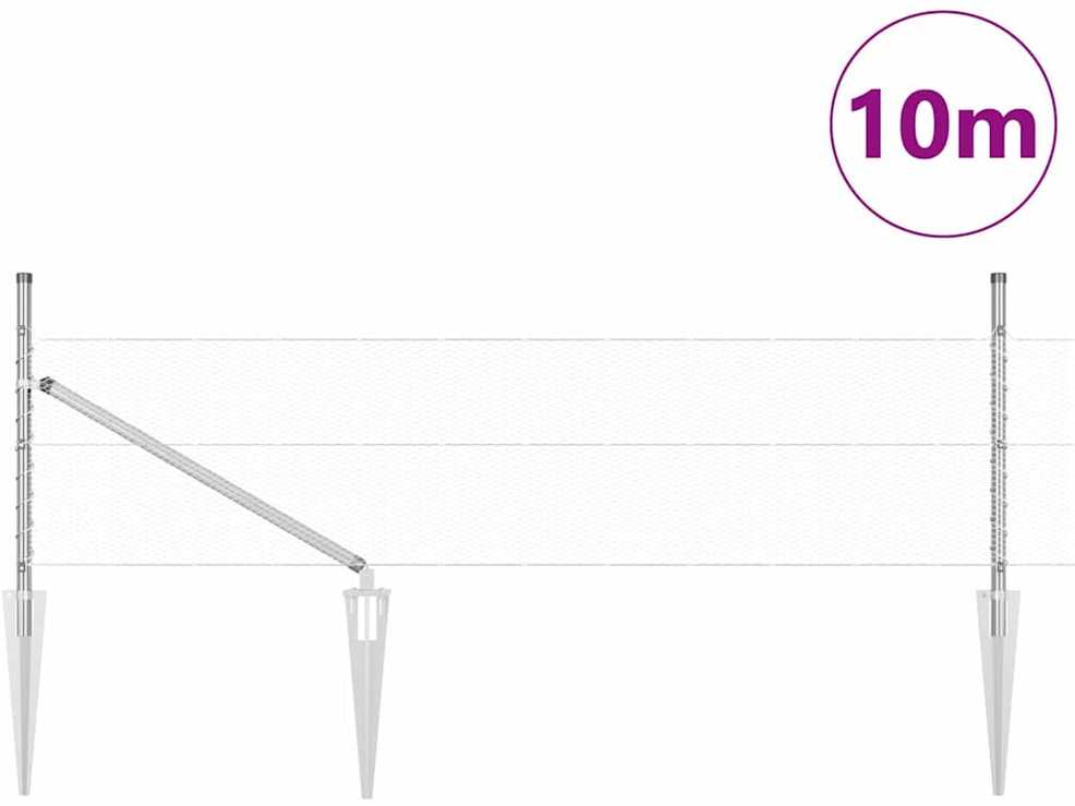 Lauko šešiakampė tvora su stulpu 10 x 0,5 m Sidabrinė Tinklelis