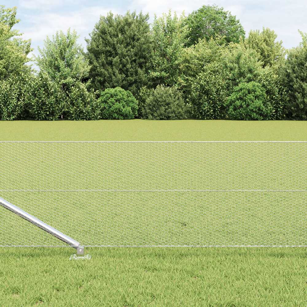 Lauko šešiakampė tvora su stulpu 10 x 0,5 m Sidabrinė Tinklelis