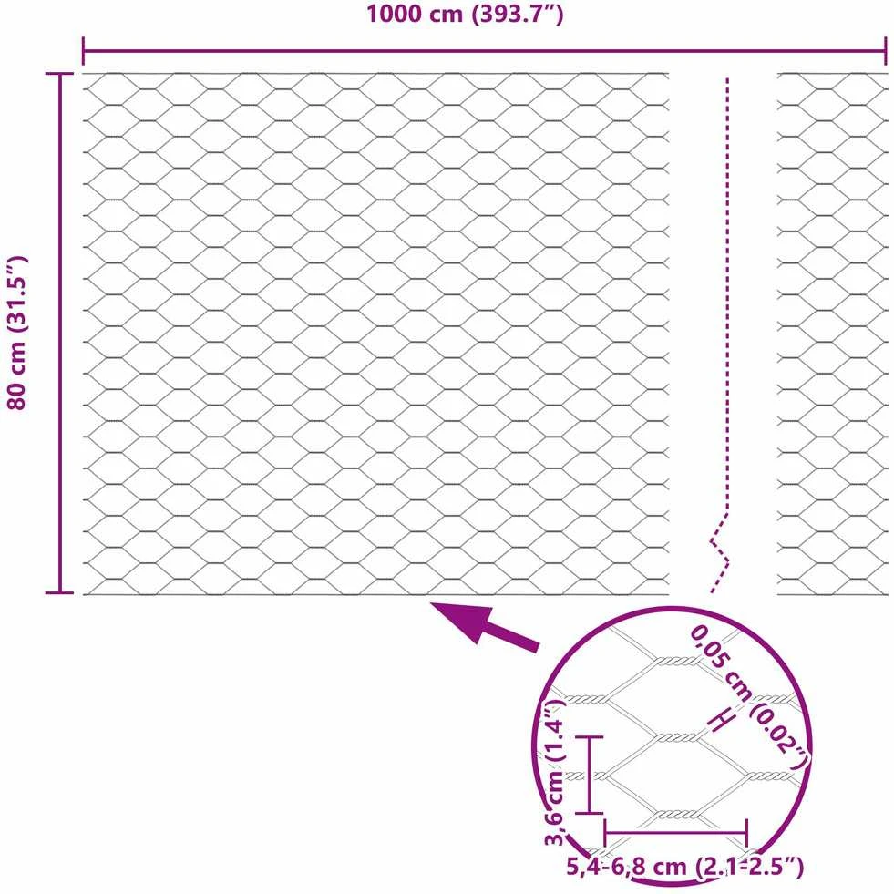 Heksagoninė tvora 0,8 x 10 m Galvanizuotas plienas Sidabrinė