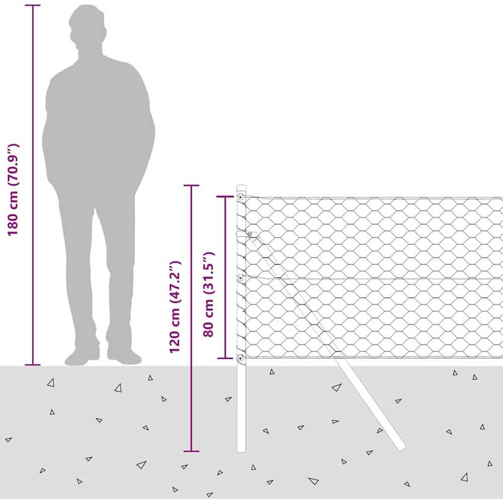 Heksagonalinė tvoros tvirtinimo sistema 50 x 0,8 m Sidabrinė