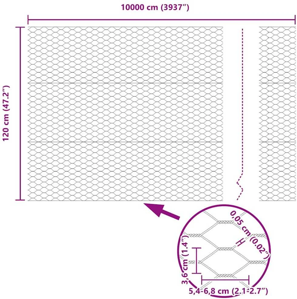 Hexagonal Fence with Post 100 x 1,2 m Galvanizuotas plienas
