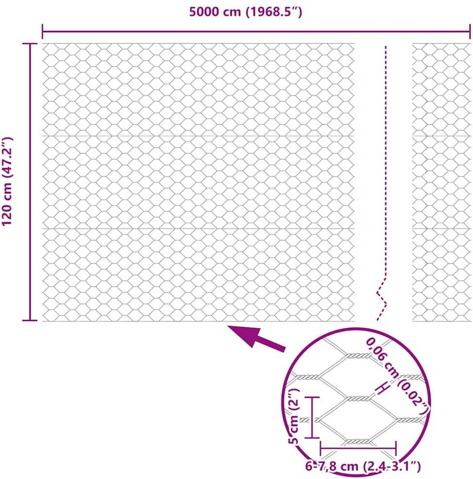 Hexagonal Fence with Post 50 x 1,2 m Galvanizuotas plienas