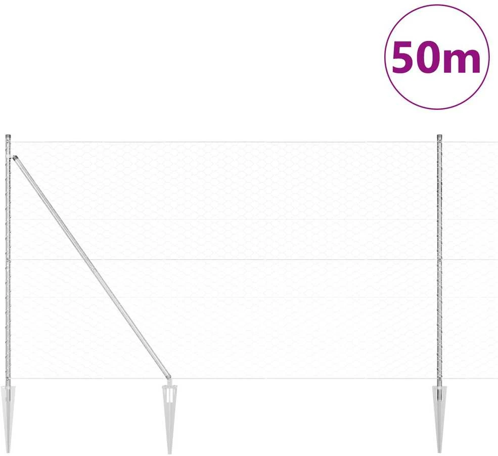 Hexagonal Fence with Post 50 x 1,5 m Galvanizuotas plienas