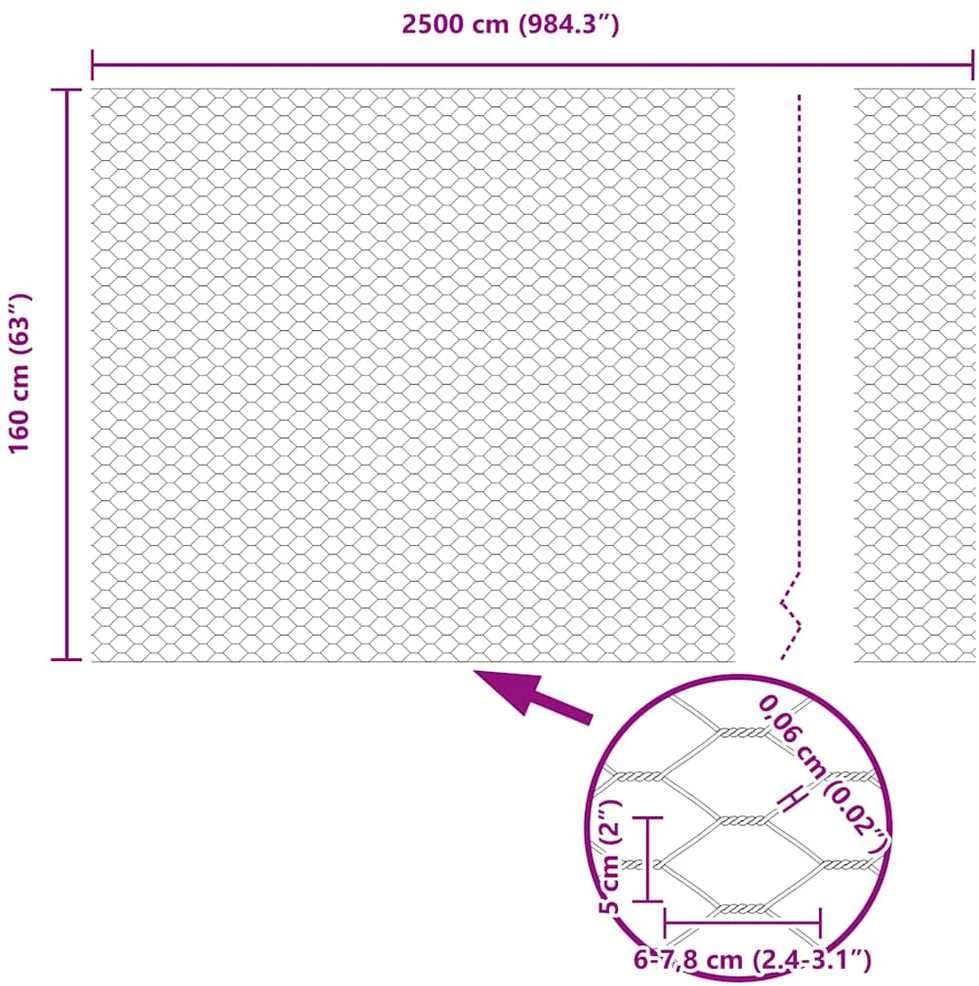 Hexagonal Fence with Post 25 x 1,6 m Galvanizuotas plienas