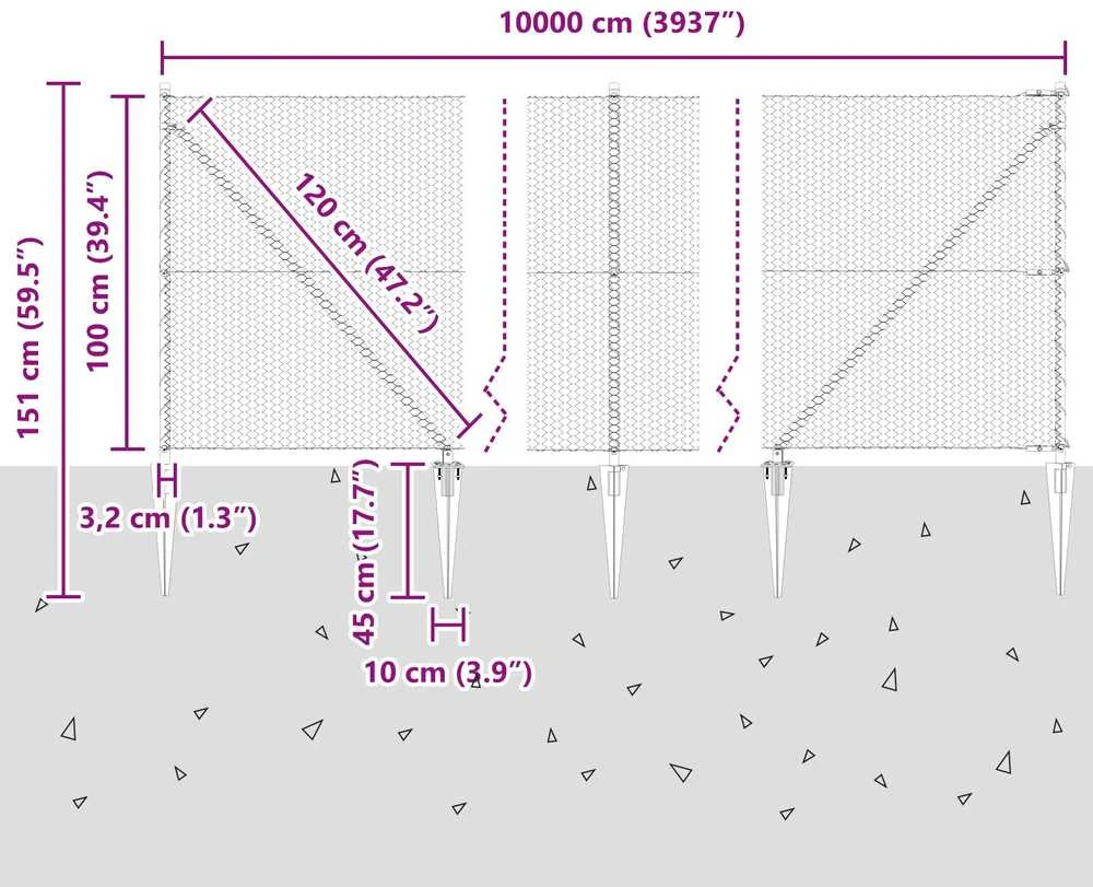 Hexagonal Fence with Post 100 x 1 m Galvanizuotas plienas