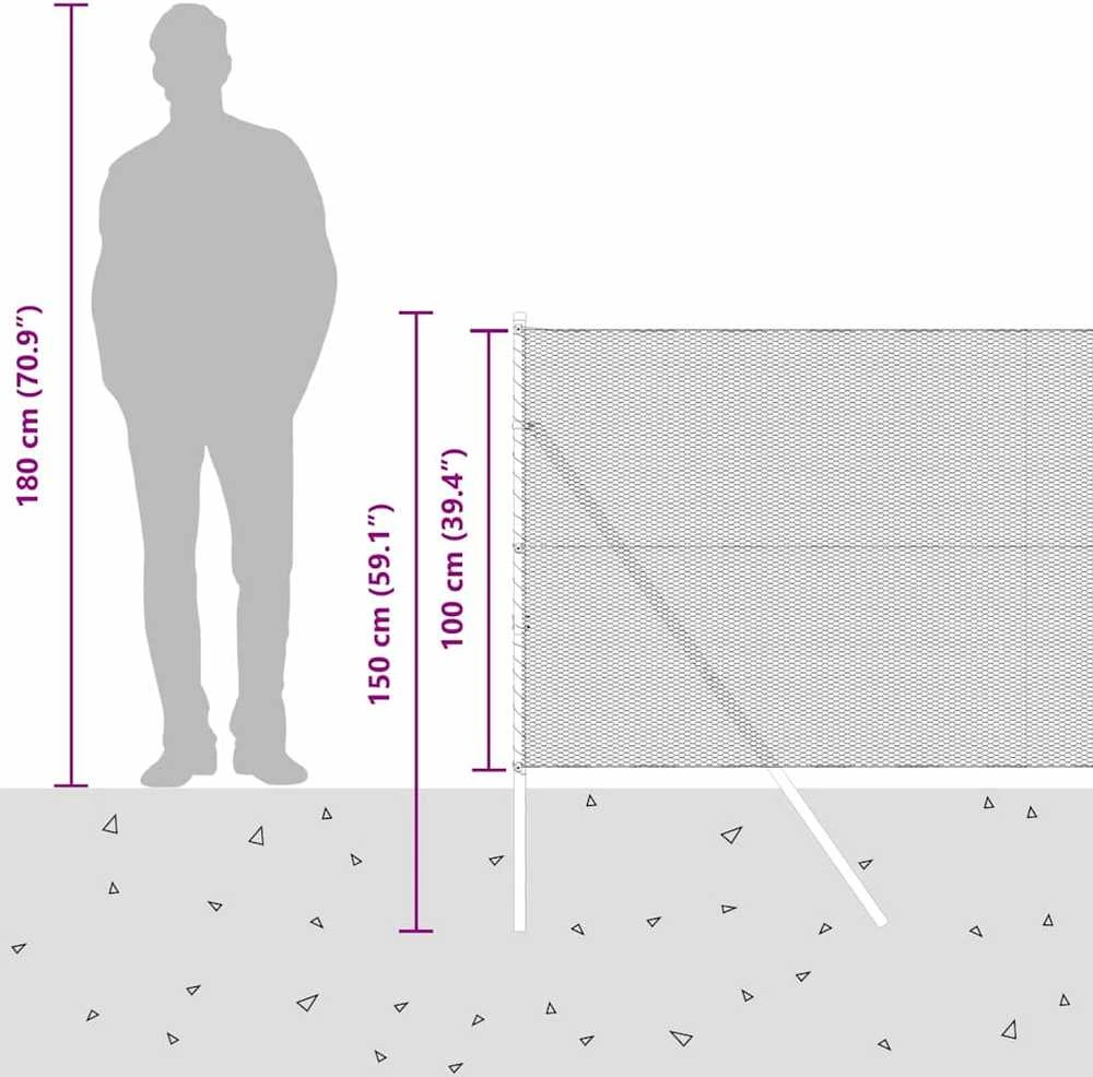 Heksagonalinė tvoros tvirtinimo sistema 50 x 1 m Sidabrinė
