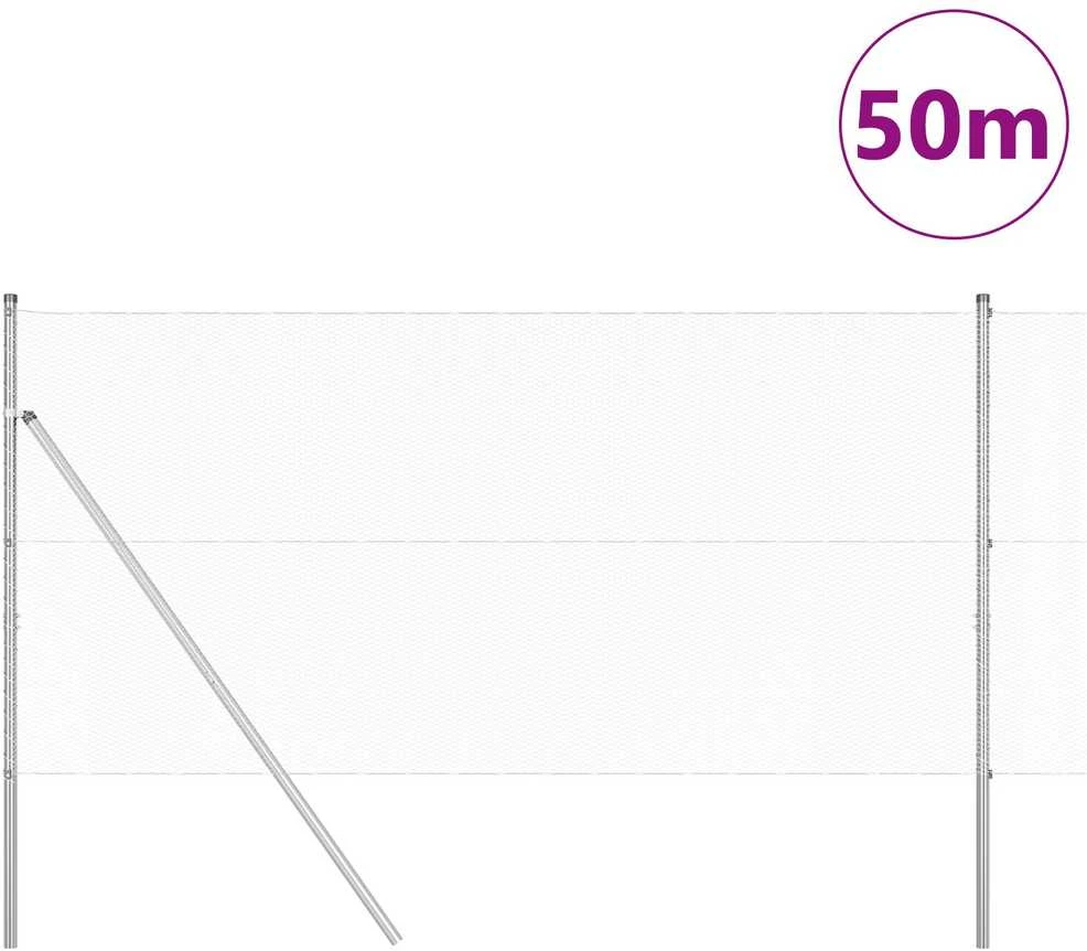 Heksagonalinė tvoros tvirtinimo sistema 50 x 1 m Sidabrinė