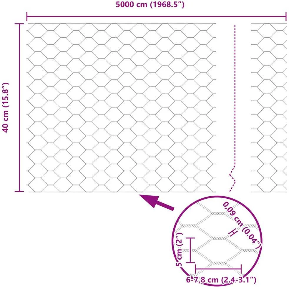 Hexagonal Fence with Post 50 x 0,4 m PVC dengtas plienas Pilka