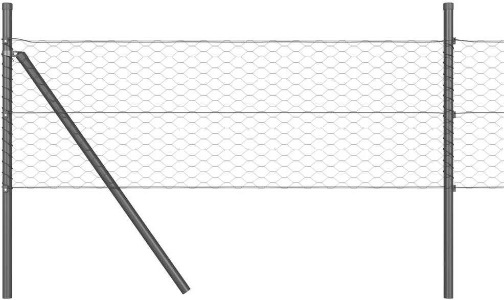 Heksagonalinė tvoros tvirtinimo sistema 25 x 0,6 m Pilka
