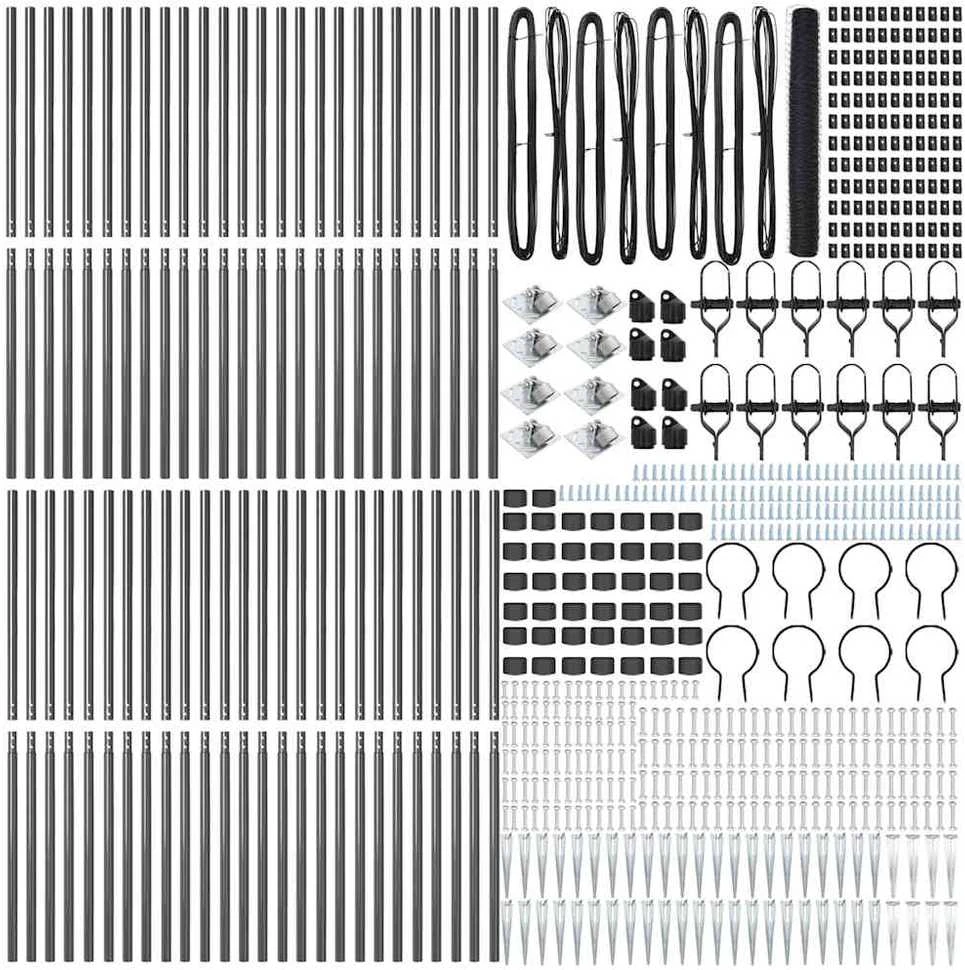 Hexagonal Fence with Post 100 x 1,4 m PVC dengtas plienas Pilka