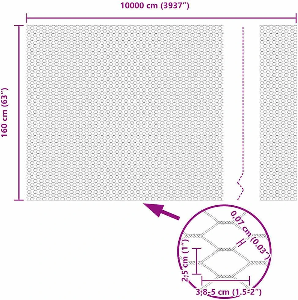 Hexagonal Fence with Post 100 x 1,6 m PVC dengtas plienas Pilka