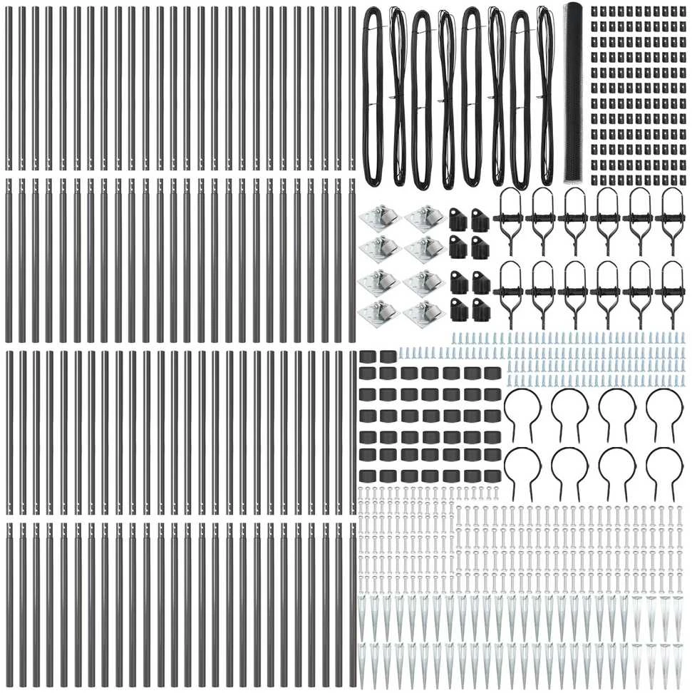 Hexagonal Fence with Post 100 x 1,6 m PVC dengtas plienas Pilka
