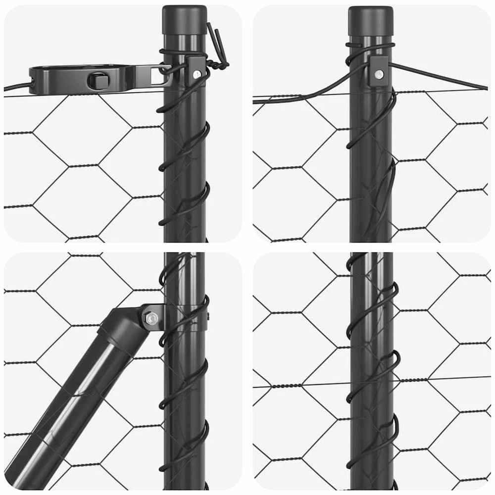 Šešiakampė tvora su betono pagrindu 10 x 0,6 m Pilka Tinklelis