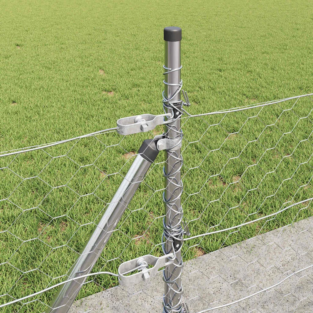 Šešiakampė tvora su betono pagrindu 10 x 0,5 m Sidabrinė