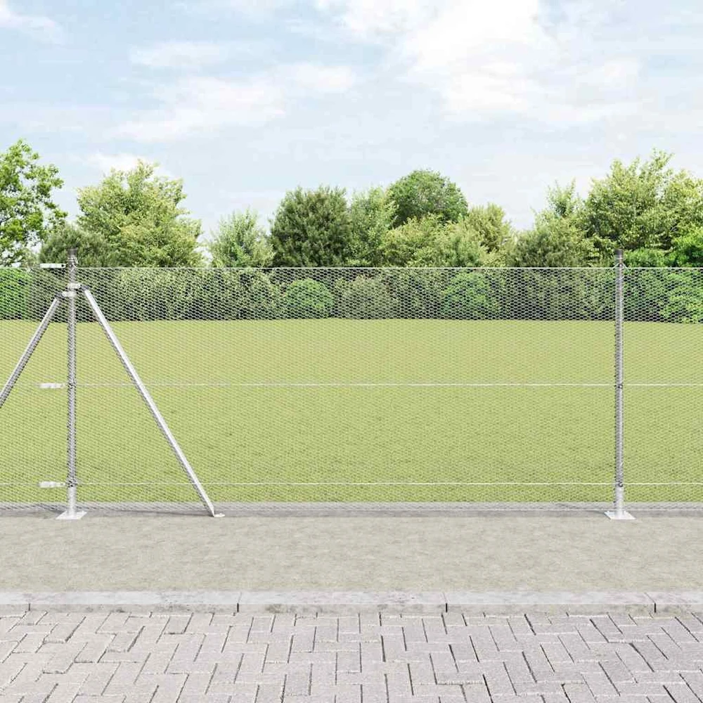 Šešiakampė tvora su betono pagrindu 10 x 1 m Sidabrinė