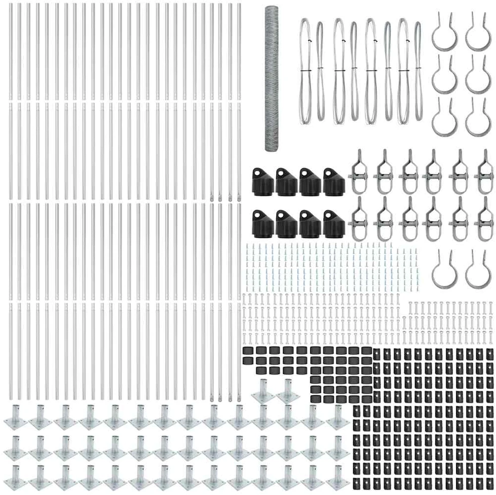 Šešiakampė tvora su betono pagrindu 100 x 1,5 m Sidabrinė