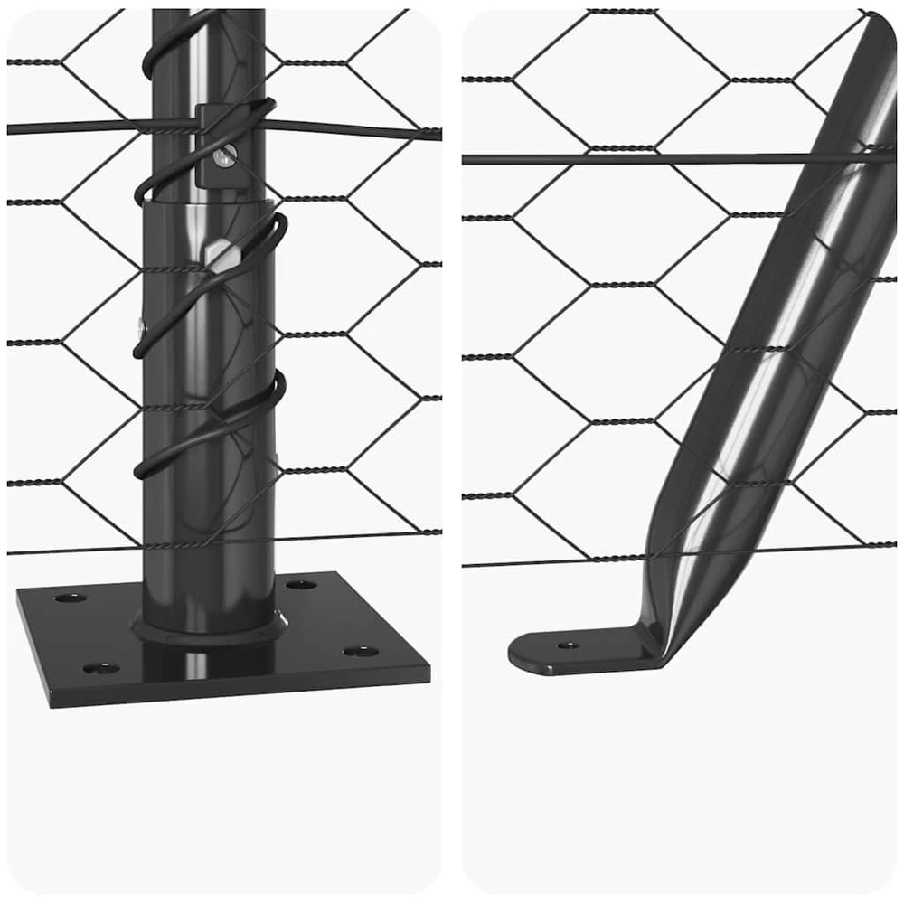 Šešiakampė tvora su betono pagrindu 100 x 0,4 m Pilka Tinklelis