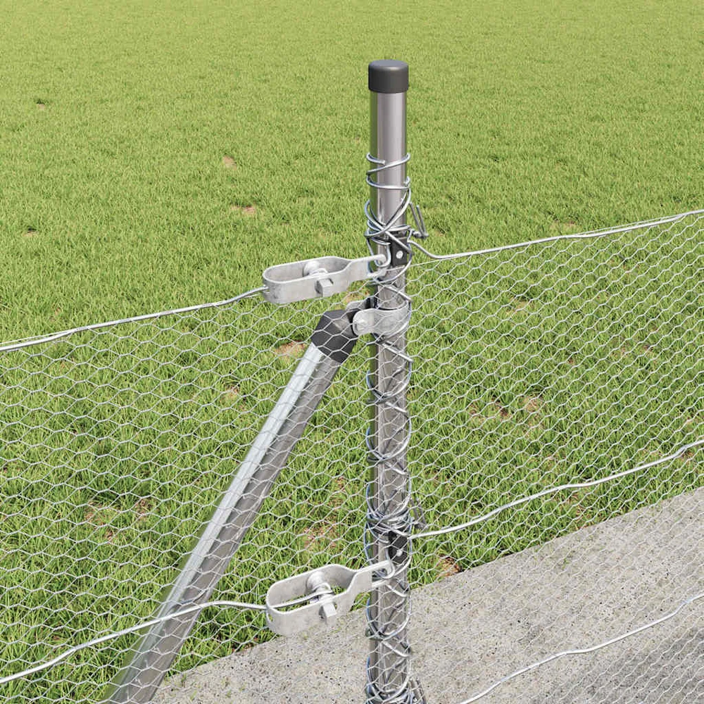 Šešiakampė tvora su betono pagrindu 100 x 0,5 m Sidabrinė