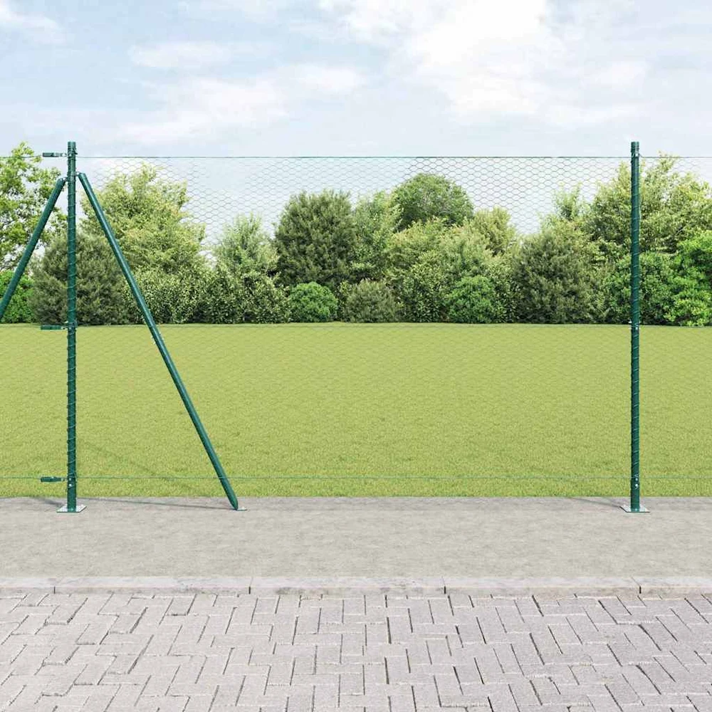 Šešiakampė tvora su betono pagrindu 100 x 1,4 m Žalia Tinklelis