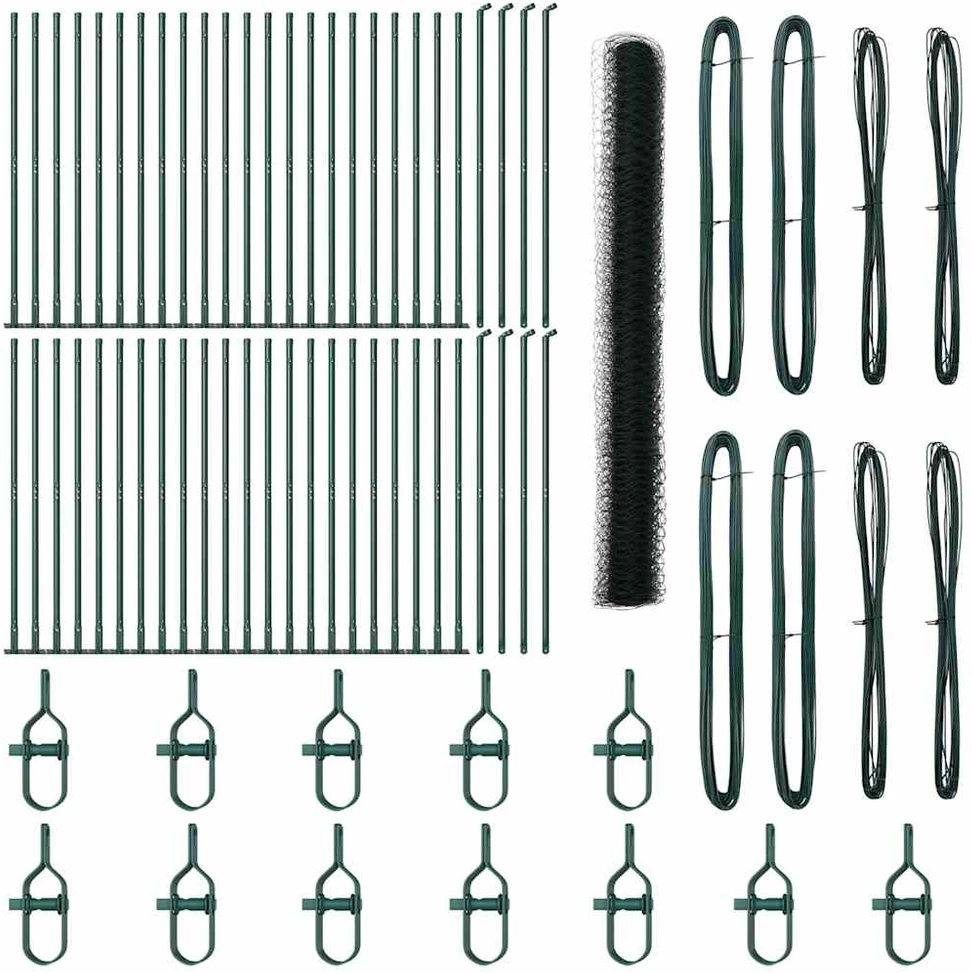 Šešiakampė tvora su betono pagrindu 100 x 1,4 m Žalia Tinklelis