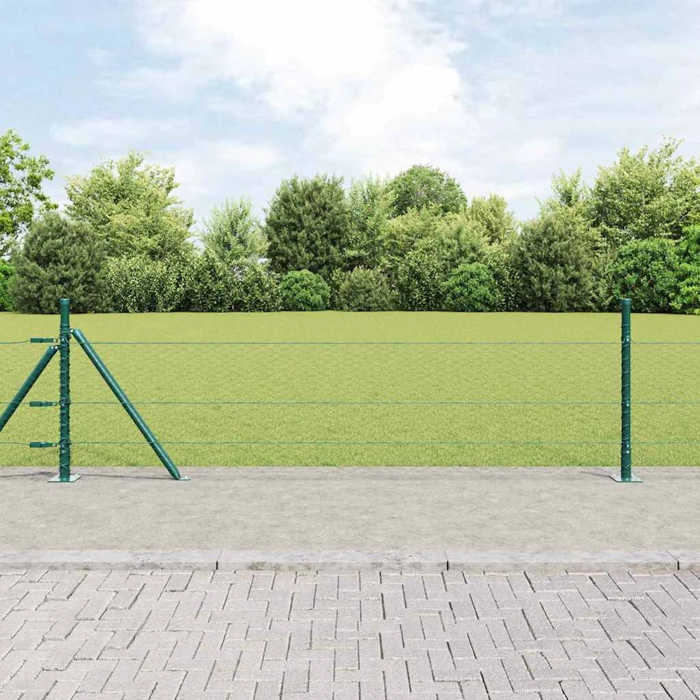 Šešiakampė tvora su betono pagrindu 100 x 0,5 m Žalia Tinklelis