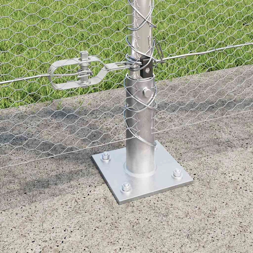 Šešiakampė tvora su betono pagrindu 25 x 1,6 m Sidabrinė