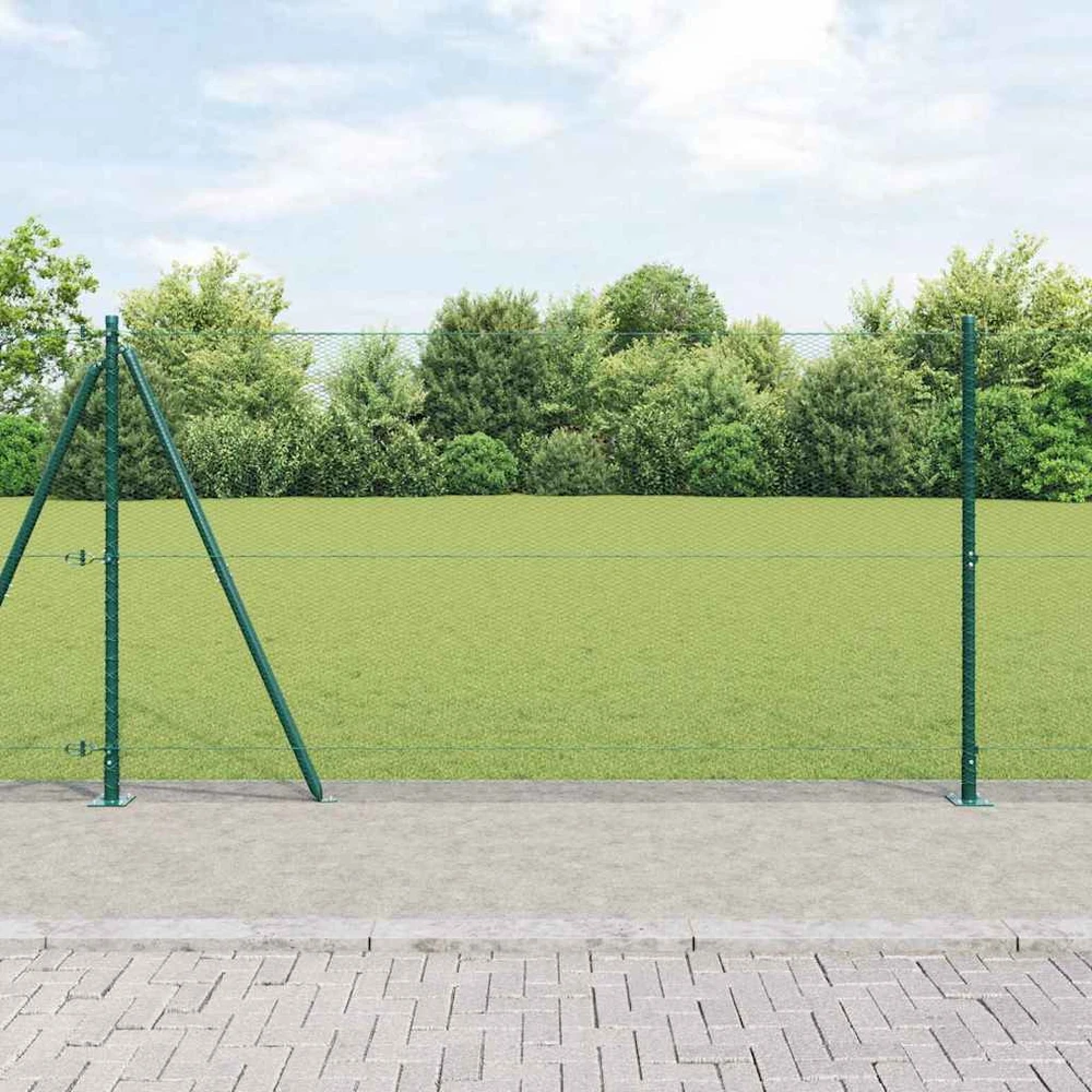 Šešiakampė tvora su betono pagrindu 25 x 1,2 m Žalia Tinklelis