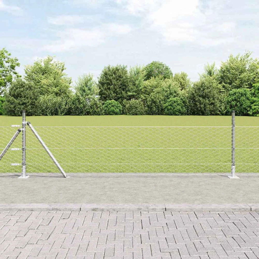Šešiakampė tvora su betono pagrindu 50 x 0,4 m Sidabrinė