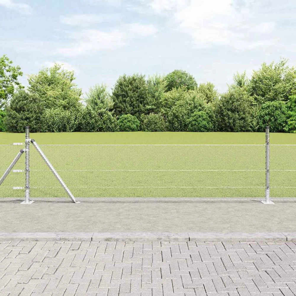 Šešiakampė tvora su betono pagrindu 50 x 0,4 m Sidabrinė