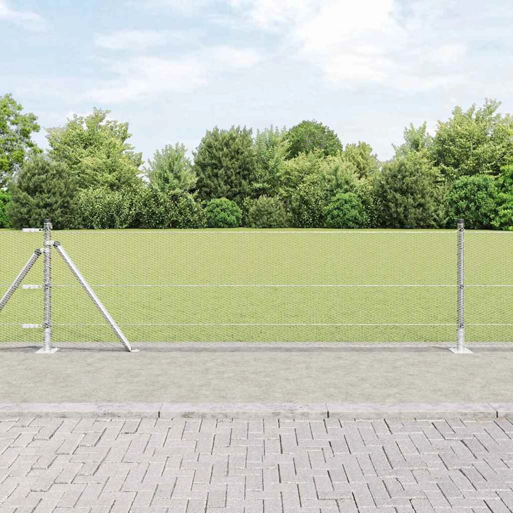 Šešiakampė tvora su betono pagrindu 50 x 0,6 m Sidabrinė