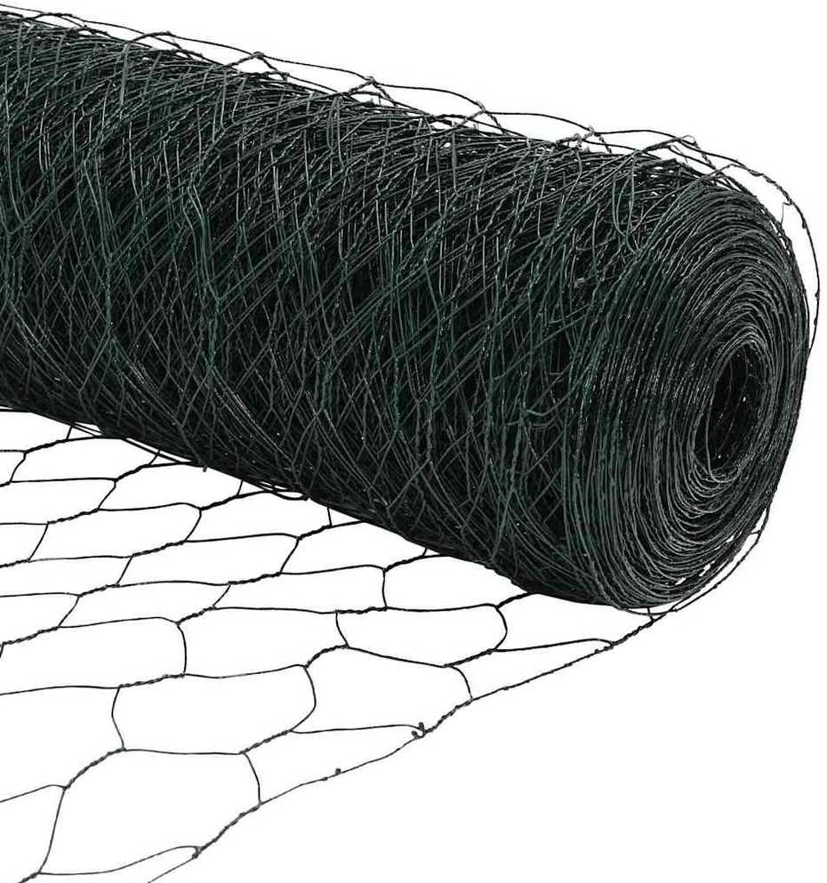 Hexagonal Fence with Post 100 x 0,4 m PVC dengtas plienas Žalia