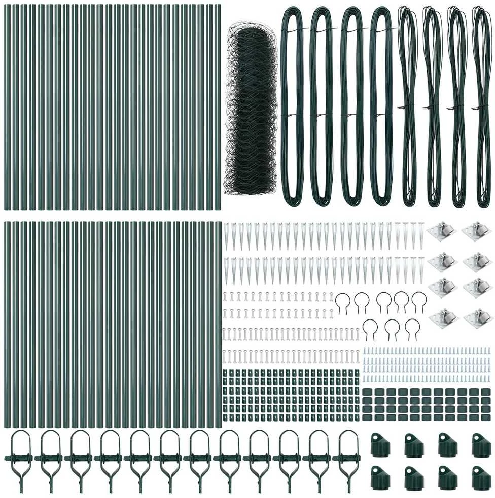 Hexagonal Fence with Post 100 x 0,4 m PVC dengtas plienas Žalia