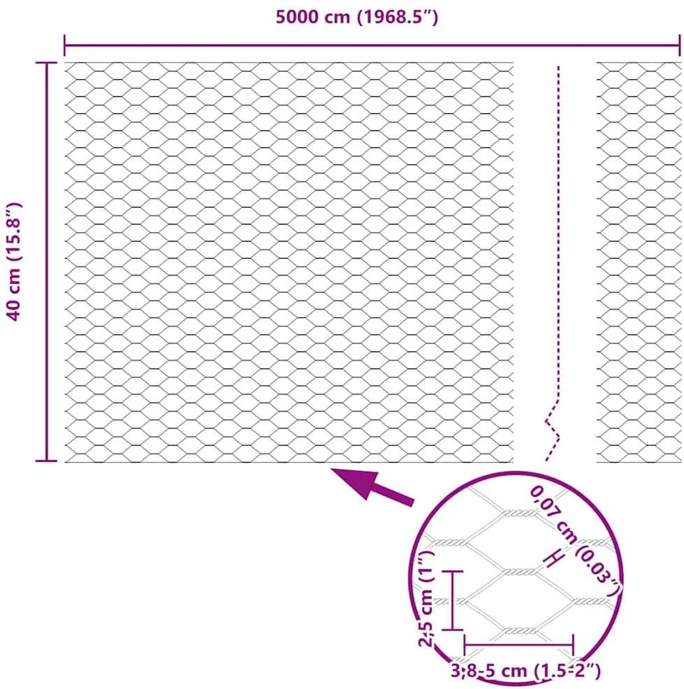 Hexagonal Fence with Post 50 x 0,4 m PVC dengtas plienas Žalia