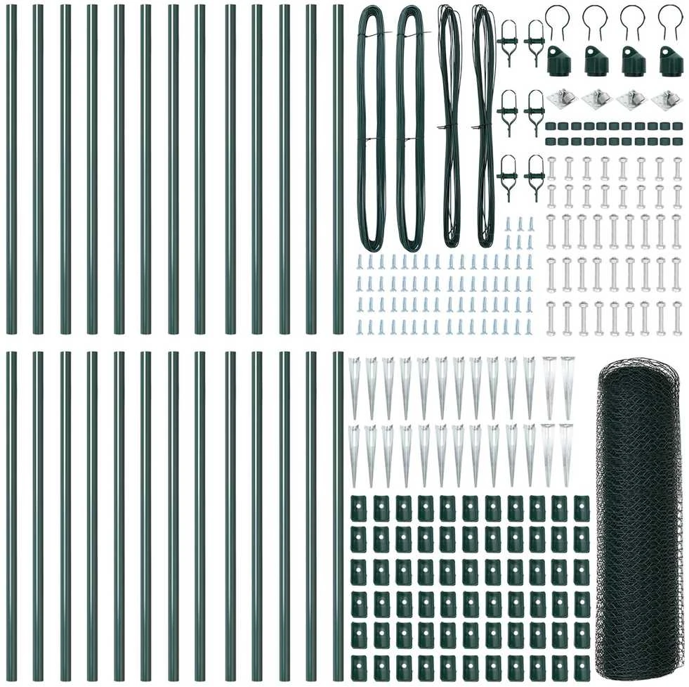Hexagonal Fence with Post 50 x 0,5 m PVC dengtas plienas Žalia