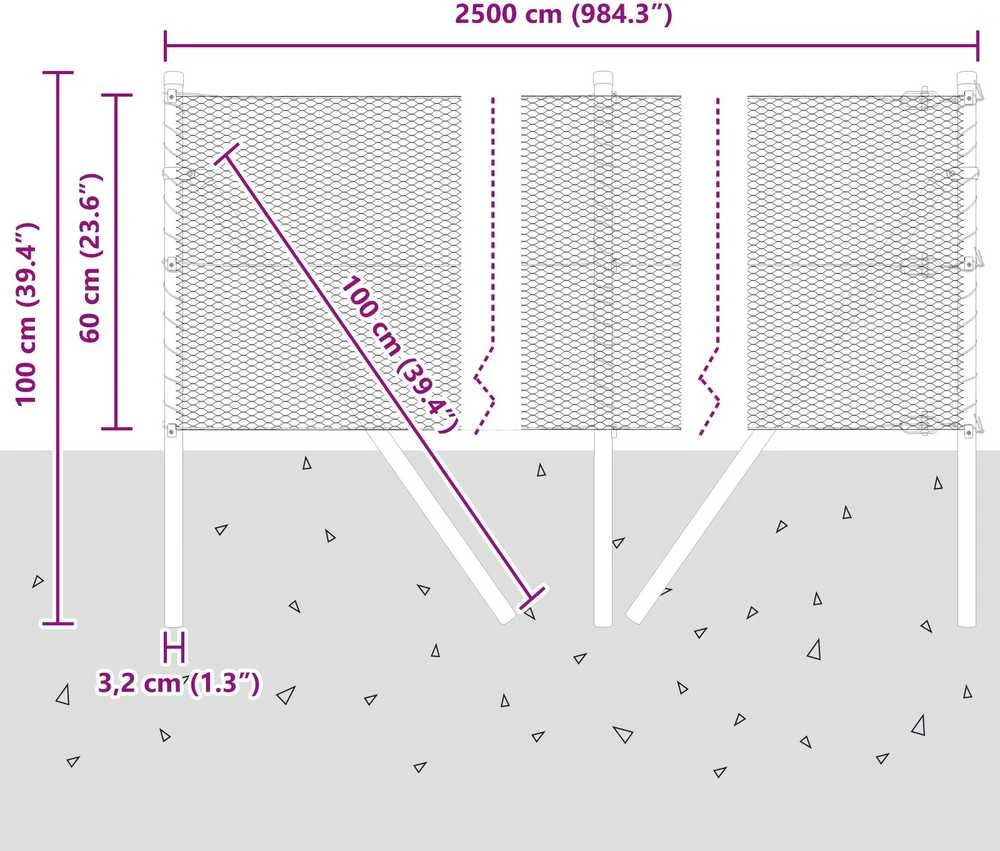 Heksagonalinė tvoros tvirtinimo sistema 25 x 0,6 m Žalia