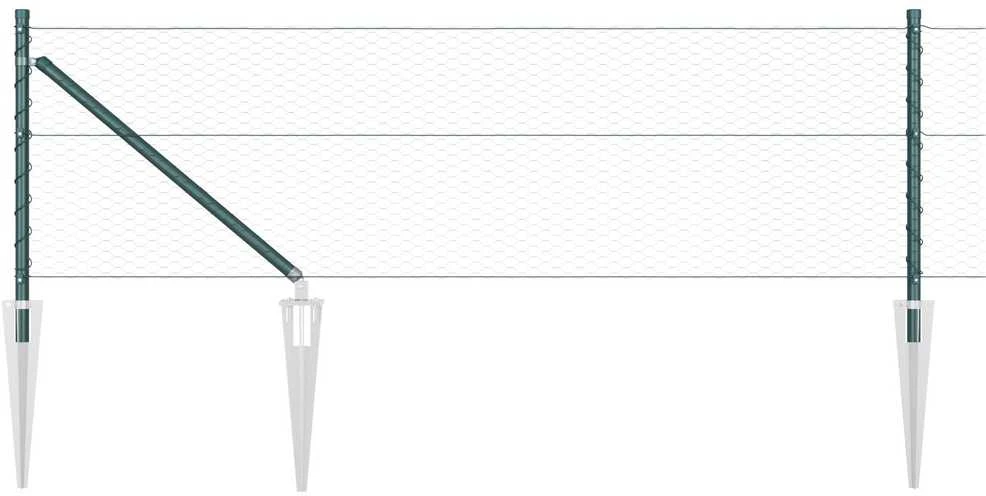 Hexagonal Fence with Post 50 x 0,8 m PVC dengtas plienas Žalia