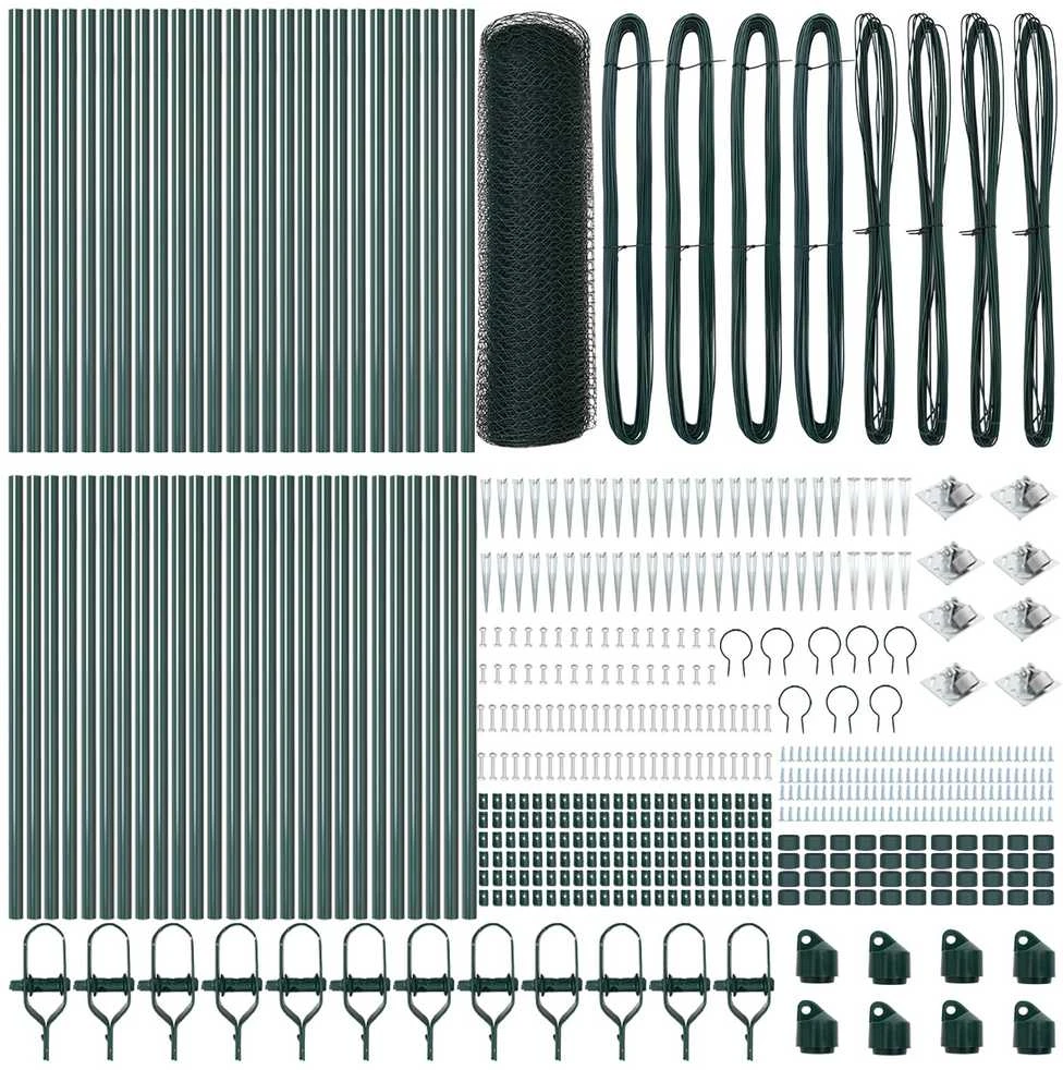 Hexagonal Fence with Post 100 x 1 m PVC dengtas plienas Žalia