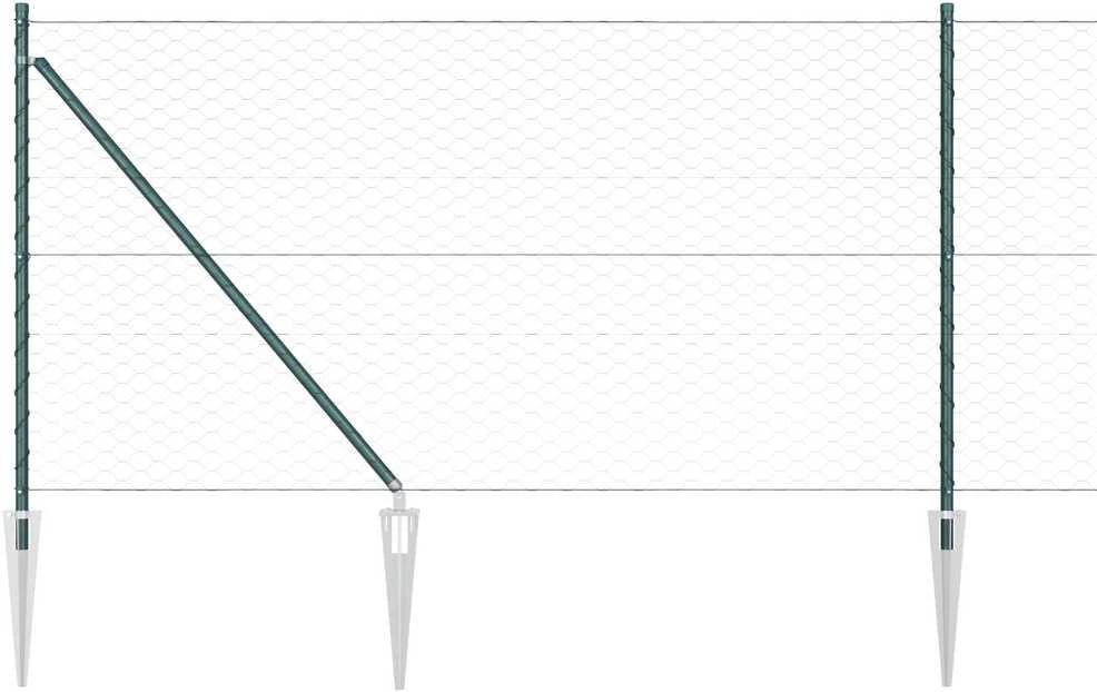 Hexagonal Fence with Post 100 x 1 m PVC dengtas plienas Žalia