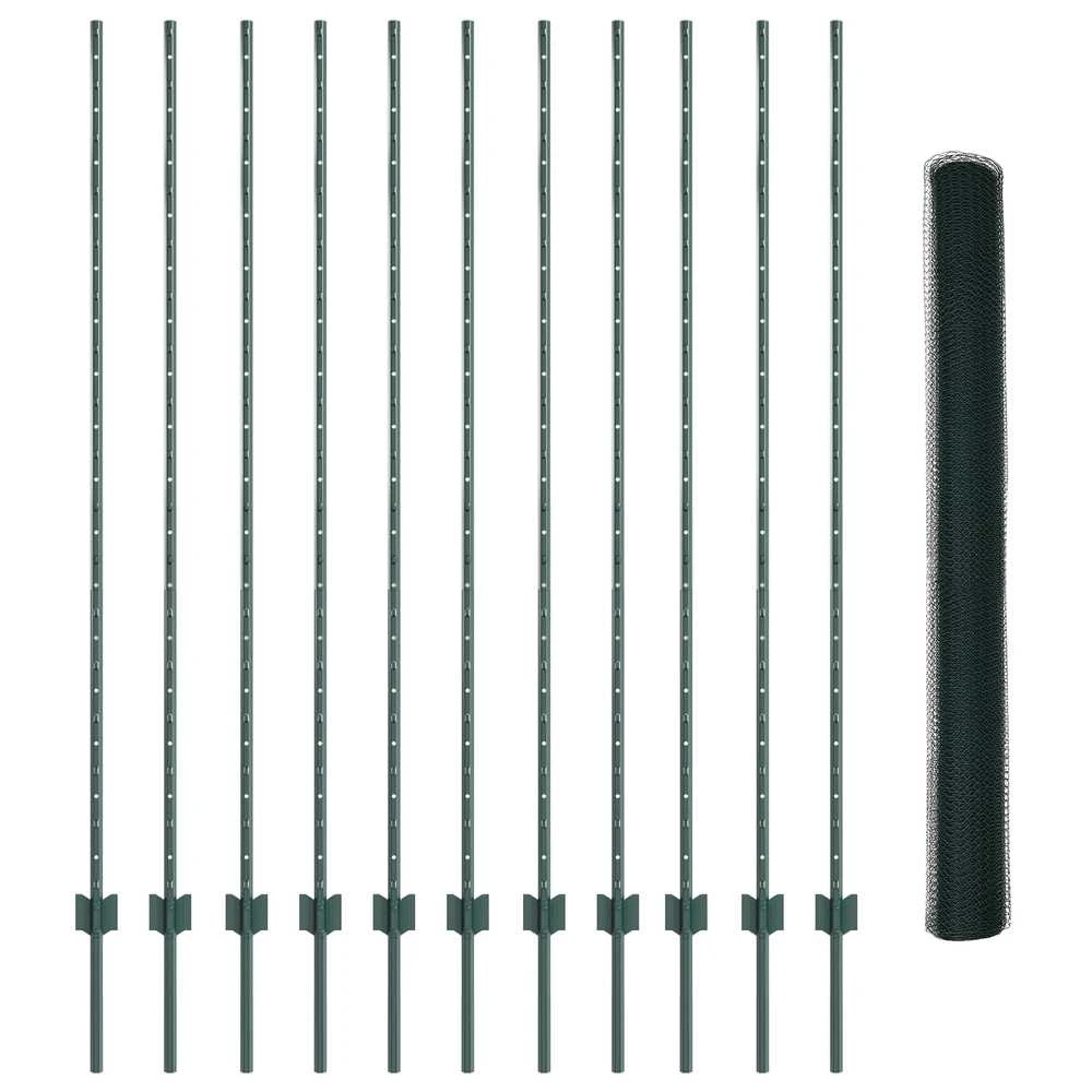 Hexagonal Fence with Post 25 x 1,5 m PVC dengtas plienas Žalia