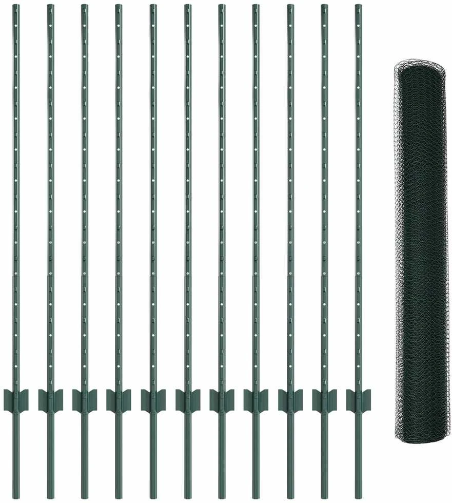 Hexagonal Fence with Post 25 x 1,2 m PVC dengtas plienas Žalia