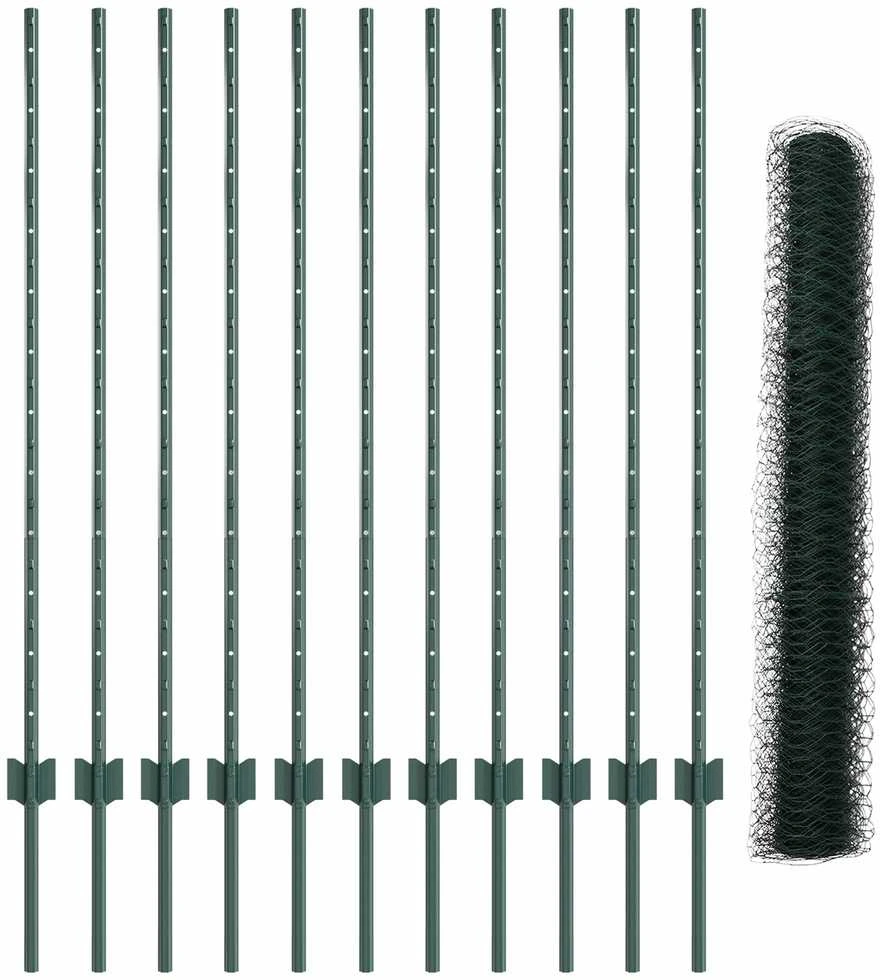 Hexagonal Fence with Post 25 x 1,2 m PVC dengtas plienas Žalia
