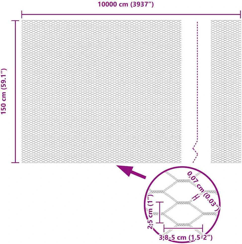 Hexagonal Fence with Post 100 x 1,5 m PVC dengtas plienas Žalia