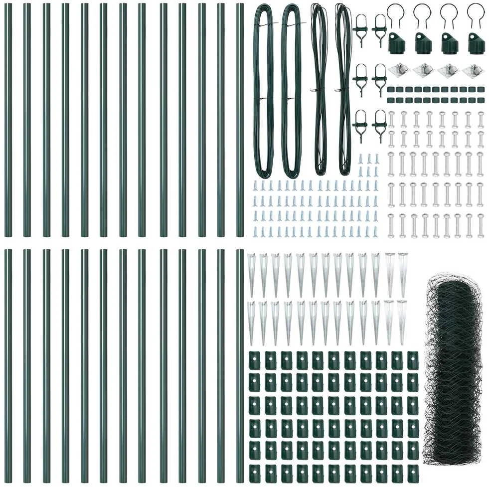 Hexagonal Fence with Post 50 x 0,8 m PVC dengtas plienas Žalia
