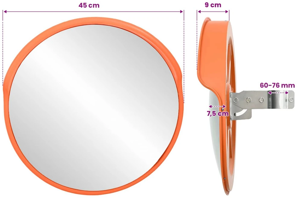 Sferinis kelio veidrodis, oranžinis, 45cm, PC plastikas, laukui