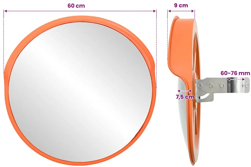 Sferinis kelio veidrodis, oranžinis, 60cm, PC plastikas, laukui