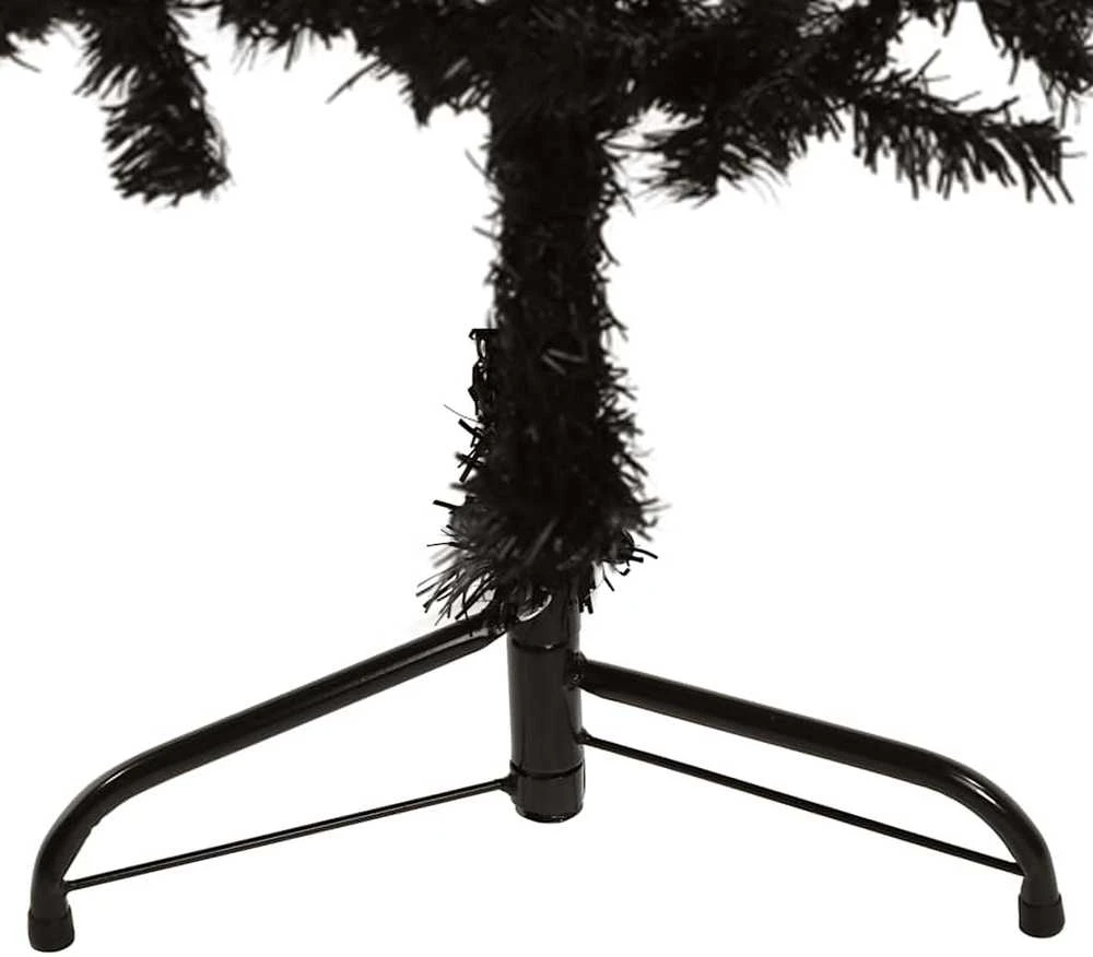 Siaura dirbtinė pusinė Kalėdų eglutė su stovu, juoda, 150cm