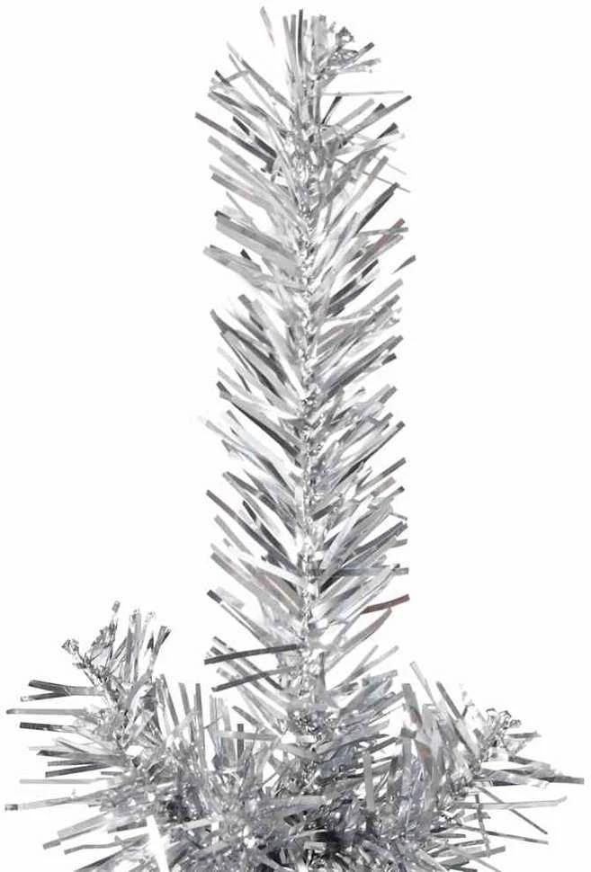 Siaura dirbtinė pusinė Kalėdų eglutė su stovu, sidabrinė, 120cm