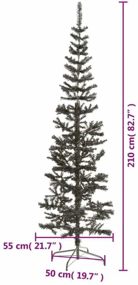 Siaura Kalėdų eglutė, juodos spalvos, 210cm