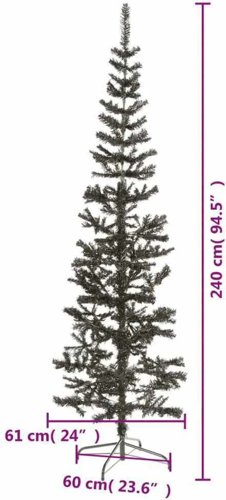 Siaura Kalėdų eglutė, juodos spalvos, 240cm
