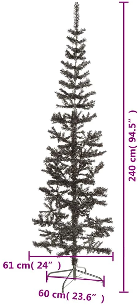 Siaura Kalėdų eglutė, juodos spalvos, 240cm